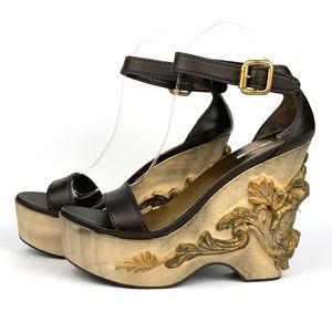 MIU MIU Calf Leather and Wood Ankle Strap (M…